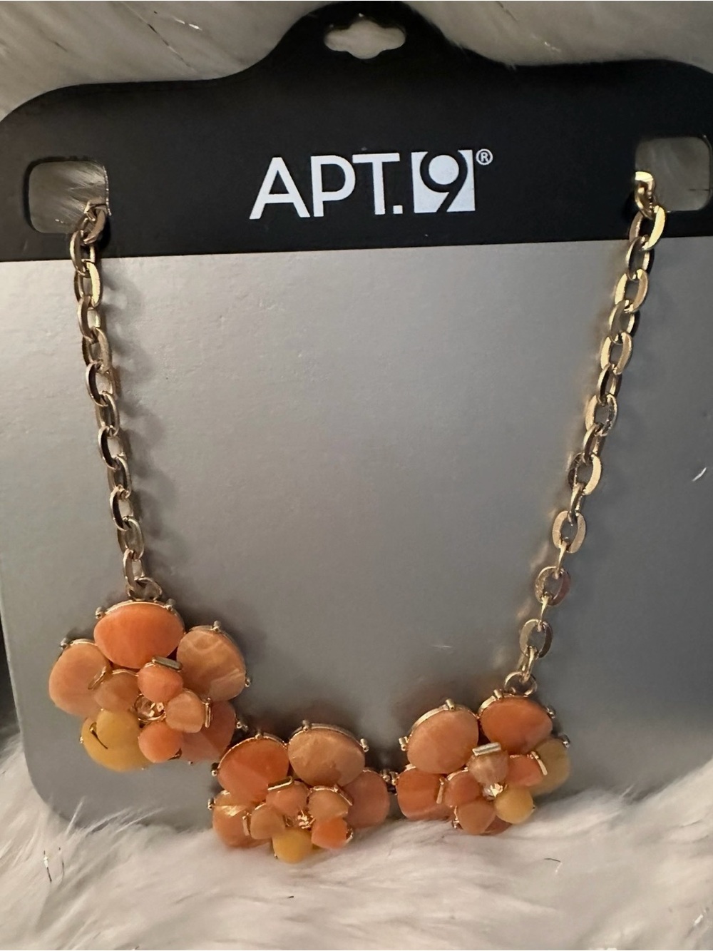 Apt. 9 Gold-Tone Necklace with Orange and Yellow Floral Clusters